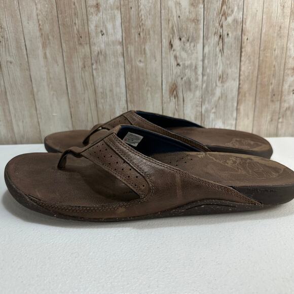 The North Face Bridgeton Flip Flop Mens Size 13 Brown Leather Slip On stamped - Picture 7 of 11